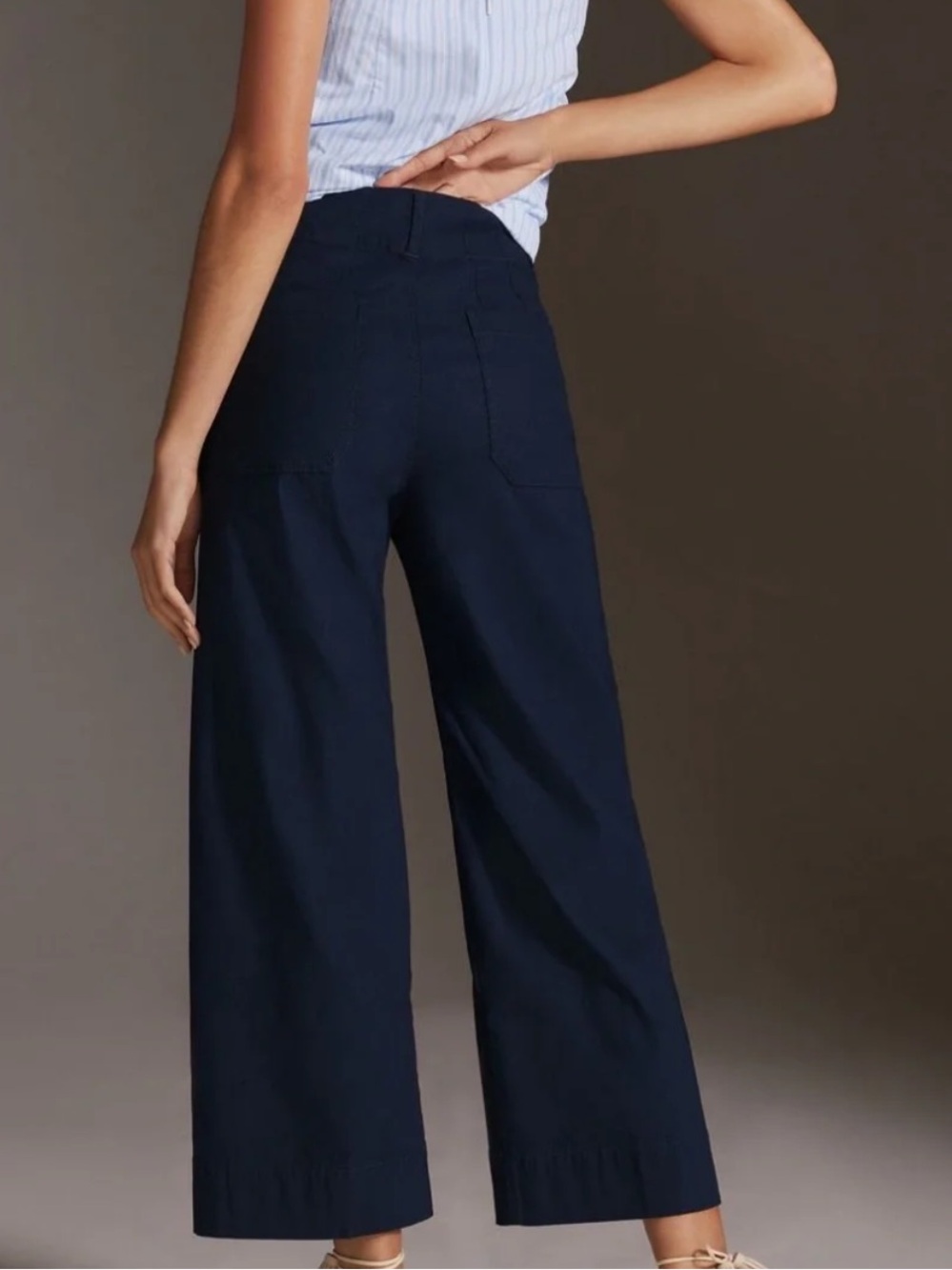Anthropologie Colette Cropped Wide-legged pants by Maeve. Navy. Size 28. - Picture 2 of 6